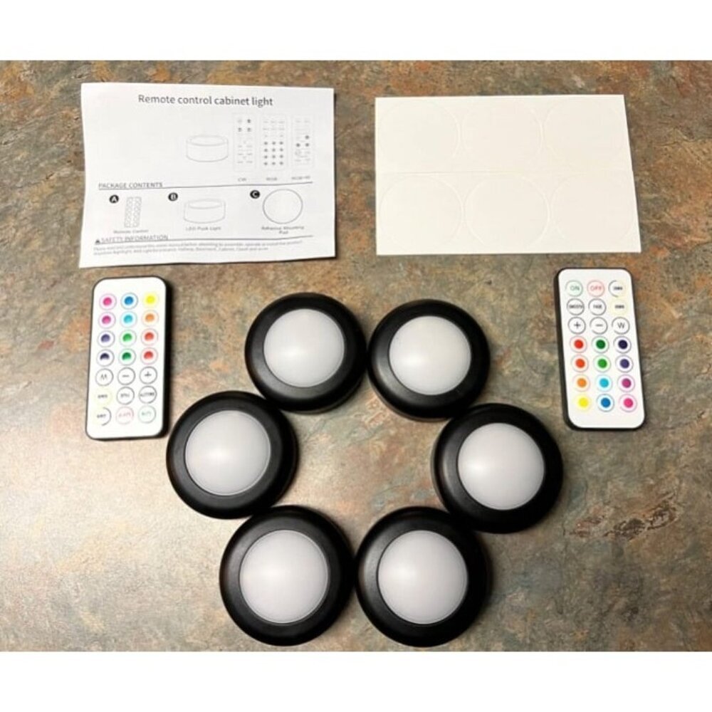 New Wireless 16 Color Changing LED Puck Light 6 Pack LED Under Cabinet Lighting